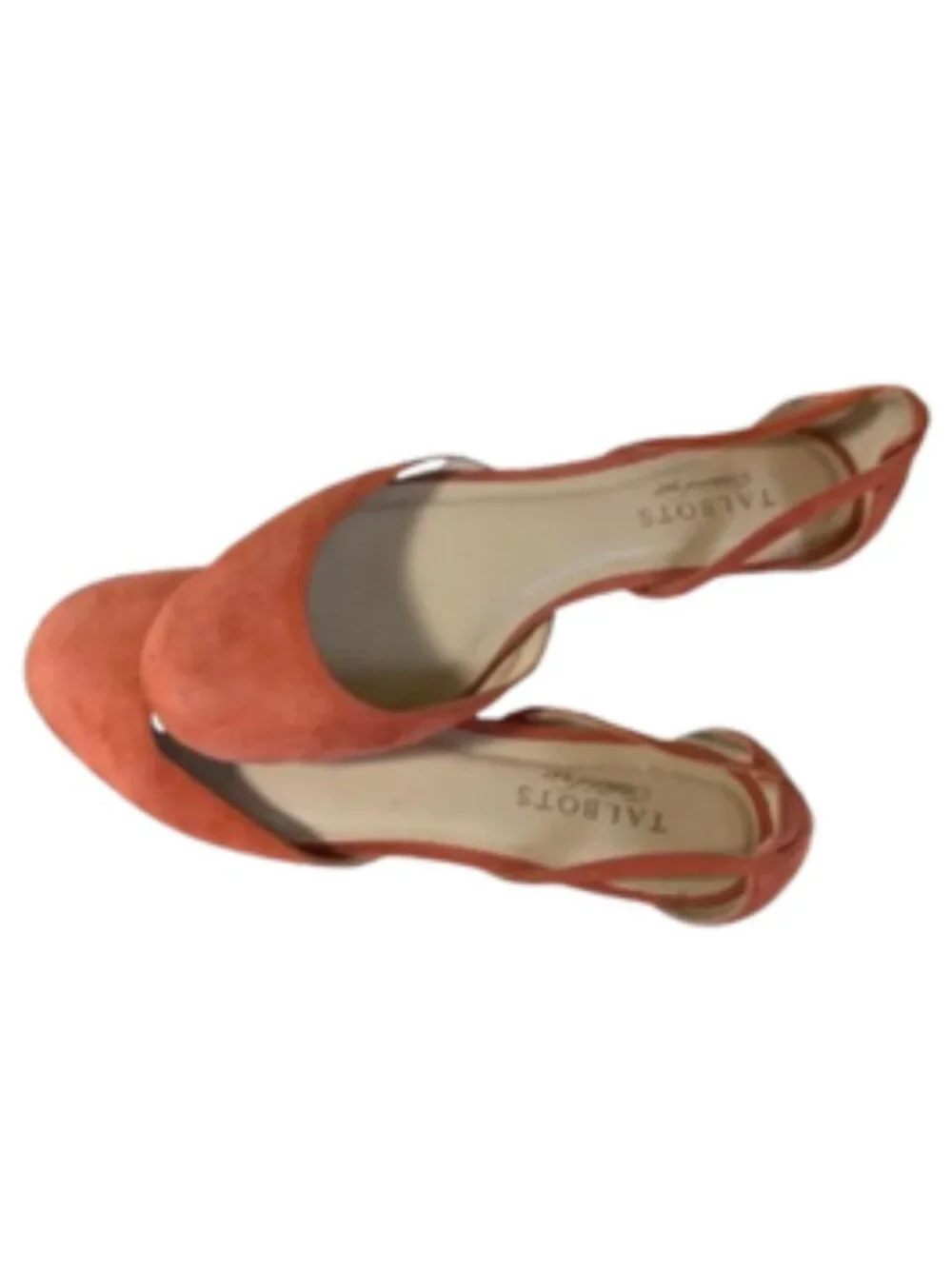 Talbots Burnt Orange Suede D'Orsay Ballet Flats Strappy Cutout Slip On, size 8
